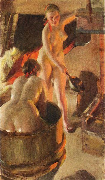 Anders Zorn Women Bathing in the Sauna China oil painting art